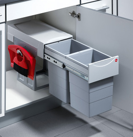 Картинка Hailo Система сортировки TANDEM 30 л, распашной фасад 400 мм, серый