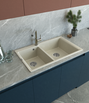 Превью картинка Гранитная мойка Rivelato AXEL 90D 2-чаши 870*520мм Темно-бежевый #3