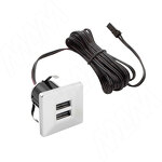 Превью картинка PULSE USB-розетка, врезная, квадратная, 2 USB, хром матовый (USB-2S-Q-MCR) #1