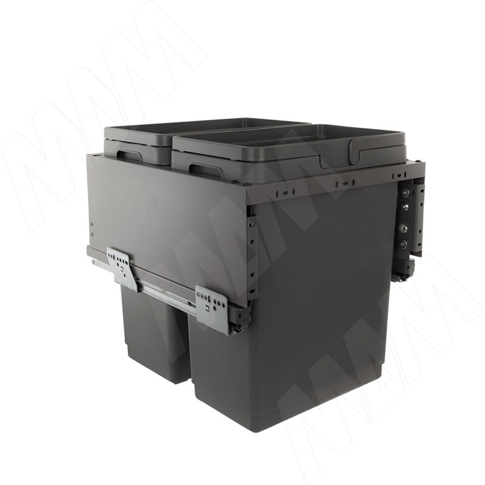 Фото Vibo GLOBE 2.0 M50W Система сортировки и хранения, 2 емкости (30л+30л), креп. фасада, полн.выдв., плавн.закр., направл. Nova Pro, без крышек. (PG2GME502SCGM)