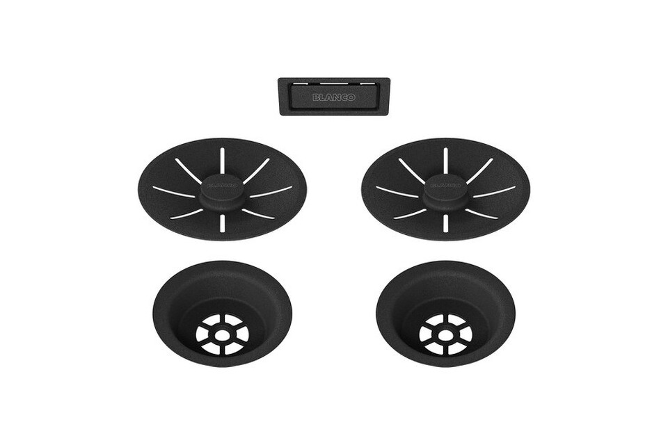 Фото Перелив для мойки Blanсo Отводная арматура InFino® с переливом черный матовый (две чаши)