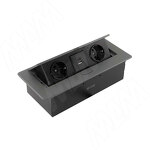 Превью картинка PULSE ПОП-АП Выдвижной блок розеток, 265*118 мм, 2 розетки, 1 USB, 1 USB Type-C, быстрая зарядка, графит, POP-UP (PU-S-2S1A1C-F-GR) #1