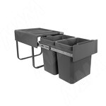 Превью картинка PULSE EASYBOX F40 Корзина встраиваемая для мусора выдвижная с доводчиком и крышкой-полкой, объём 36 (2x18) л, цвет тёмно-серый (EMB402-36DG) #2