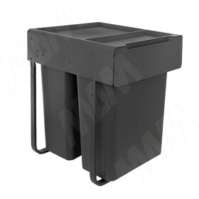 Картинка PULSE EASYBOX F45 Корзина встраиваемая для мусора выдвижная с доводчиком и крышкой-полкой, объём 60 (2x30) л, цвет тёмно-серый (EMB452-60DG)