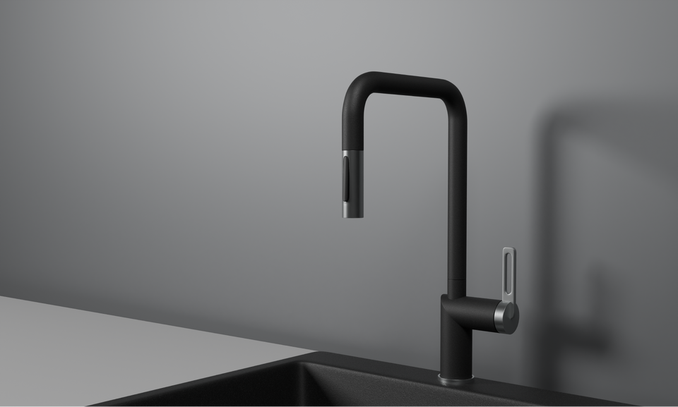 Фото Смеситель для кухни GRANULA 8173, ШВАРЦ