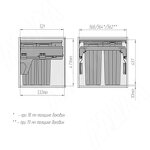 Превью картинка PULSE PROBOX F60 Система сортировки и хранения, 3 емкости 54л(2x13+1x28), креп. фасада, полн.выдв., плавн.закр., крышка-полка, графит (MBN603-54DGMID) #6
