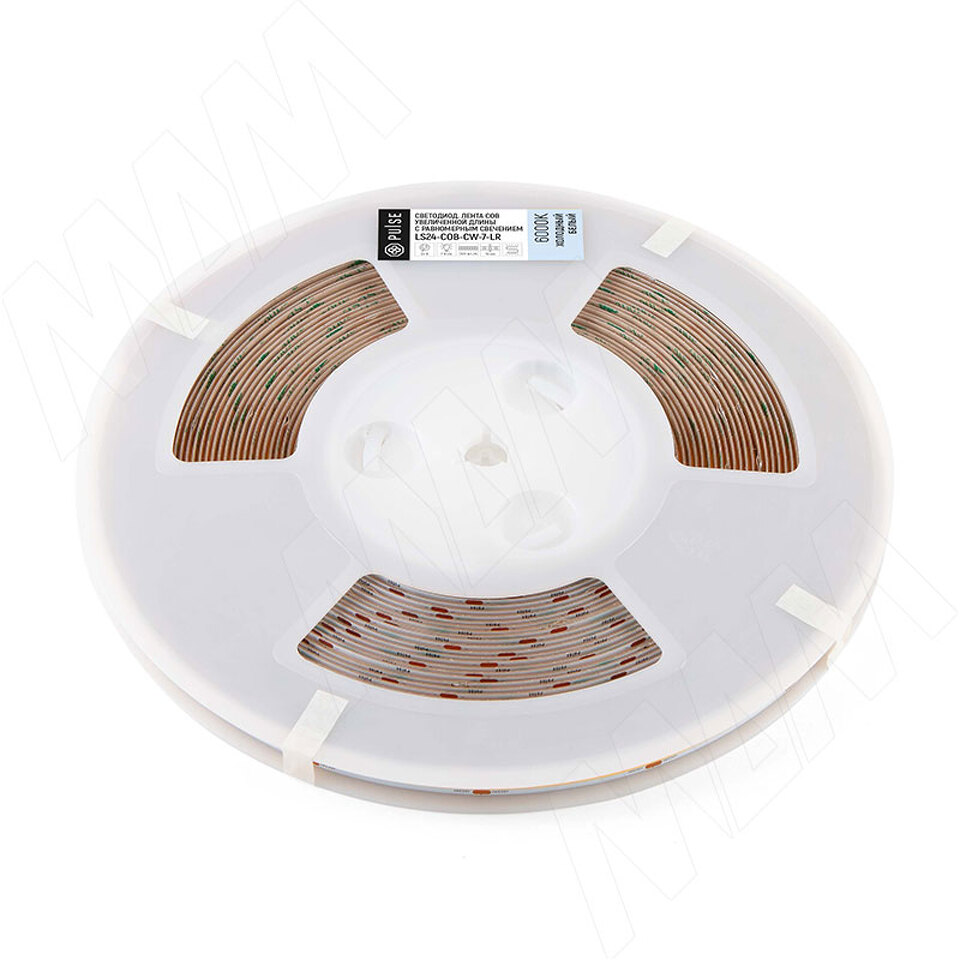 Фото PULSE ЛЮКС COB лента светодиодная, 360 диодов, 24V, 20 м, длинное соединение, CRI 90, холодный белый 6000К, IP20, 7W/1м, LUX (LS24-COB-CW-7-LR)
