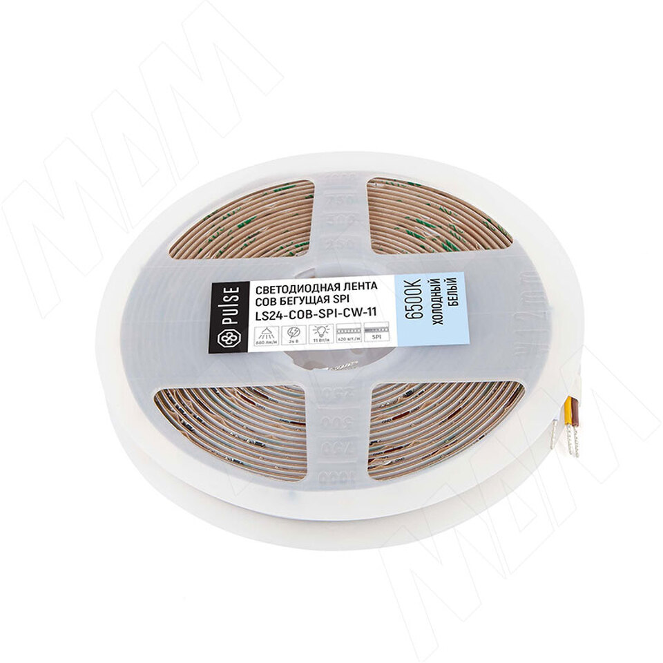 Фото PULSE ЛЮКС COB SPI лента светодиодная, бегущая, 420 диодов, 24V, 5 м, CRI 90, холодный белый 6500К, IP20, 11W/1м, LUX (LS24-COB-SPI-CW-11)