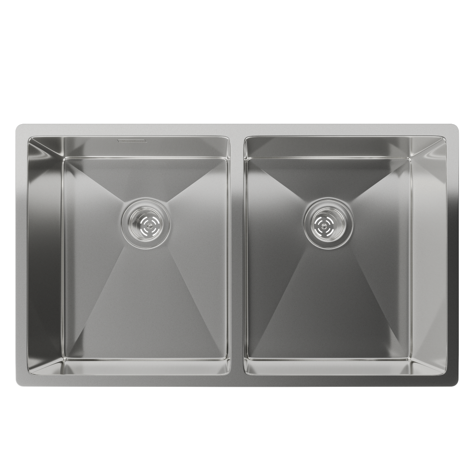 Фото Металлическая мойка Rivelato RINOX 7444 U2 нерж.сталь 2 чаши 740*440*200 мм