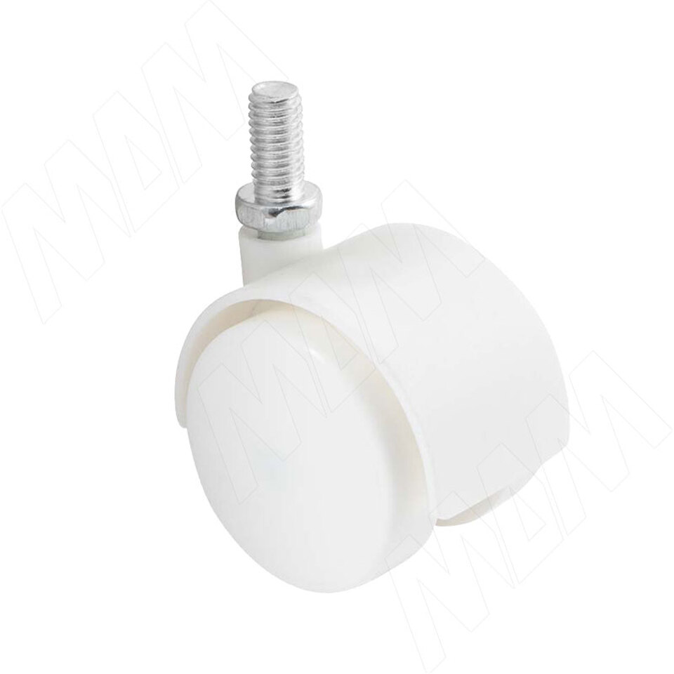 Фото PULSE Опора двухколесная с винтом M8, D40 мм, без стопора, белая (OK-40/2/K/WH),  Мебельное колесо