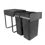 Превью картинка PULSE EASYBOX F40 Корзина встраиваемая для мусора выдвижная с доводчиком и крышкой-полкой, объём 52 (2x26) л, цвет тёмно-серый (EMB402-52DG) #2