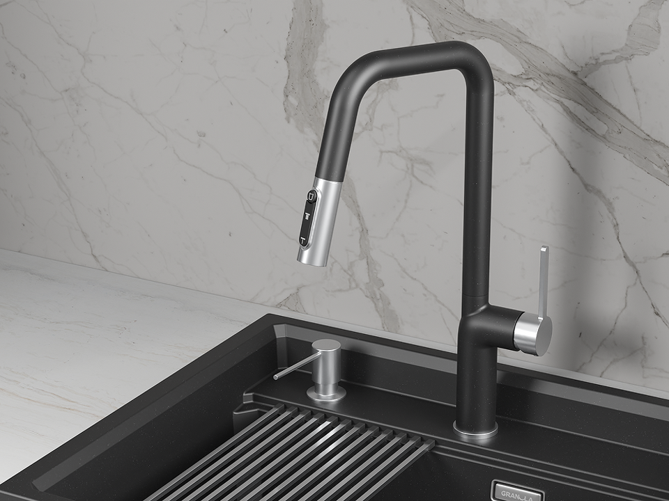Фото Смеситель для кухни GRANULA 9011, ШВАРЦ