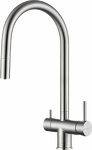 Превью картинка Смеситель для кухни Rivelato Trevi U-обр. с краном питьевой воды и выдвижной лейкой D-35мм brushed #1