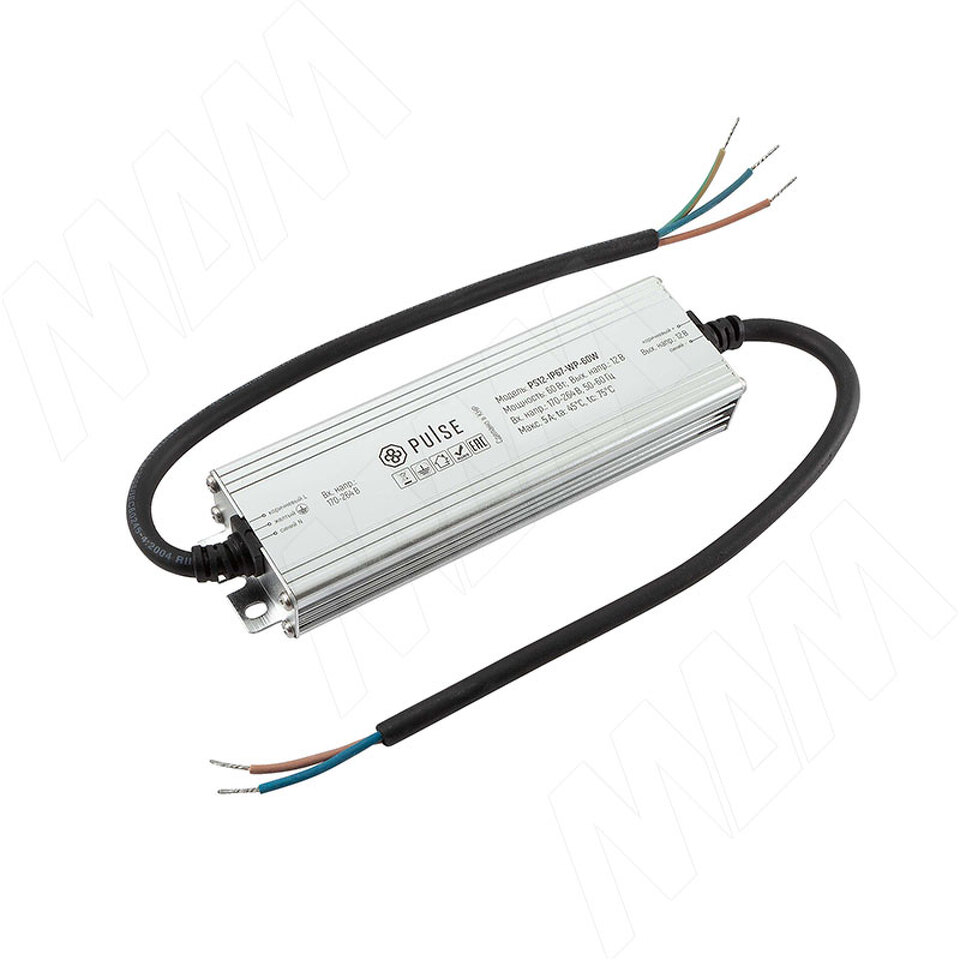 Фото PULSE ВОТЭРПРУФ Блок питания AC-230/DC-12V, IP67, 60W, WATERPROOF (PS12-IP67-WP-60W)