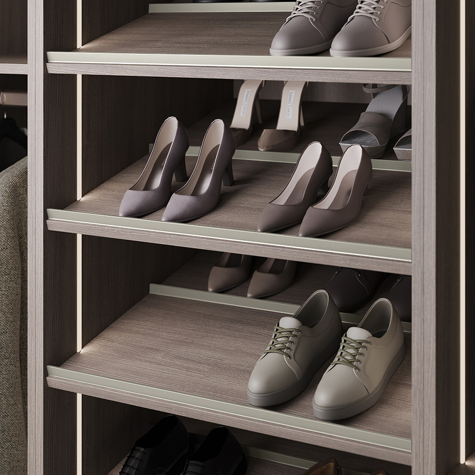 Фото Duslar Ограничительный профиль ELLIOT для полки под обувь, длина 3000 мм, шампань