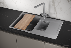 Картинка GRANULA ES-7808, АЛЮМИНИУМ, кухонная мойка, кварц, ESTETICA