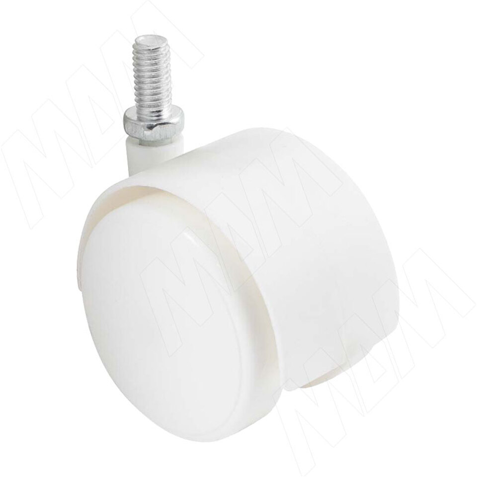 Фото PULSE Опора двухколесная с винтом M10, D50 мм, без стопора, белая (OK-50/2/K/WH),  Мебельное колесо