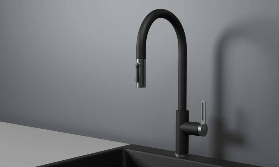 Фото Смеситель для кухни GRANULA 8168, ШВАРЦ