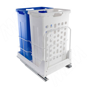 Картинка PULSE HAMPER LW45 Корзина для белья выдвижная, 2 емкости (35л+35л), напр.полн.выдв., плавн.закр., цвет белый (LHW452-70WT)