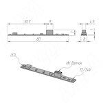 Превью картинка PULSE Выключатель на преграду, для установки в профиль, ширина 8 мм, 12/24V, 60/120W (SW1-DS-PR-8) #2
