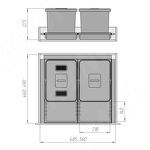 Превью картинка Elletipi METROPOLIS Система сортировки и хранения, фасад 600мм, 2 емкости с крышкой (12л+12л), цвет серый базальт (PTC22060501FC97) #12