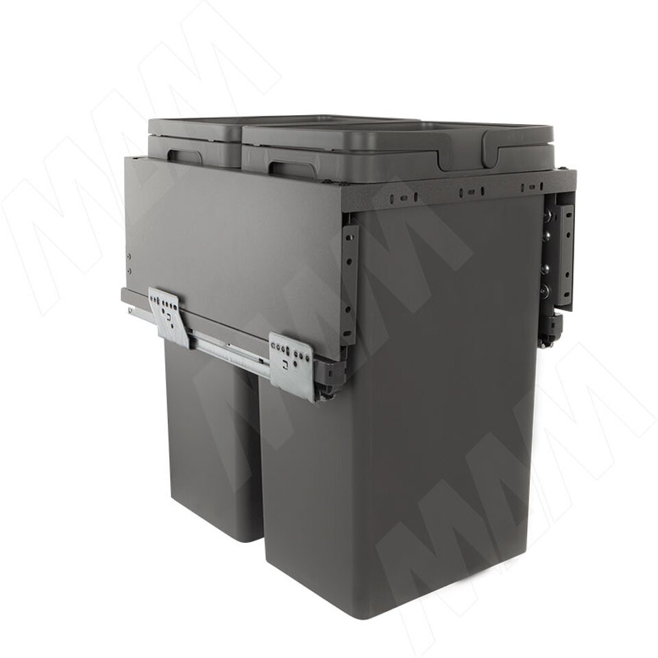 Фото Vibo GLOBE 2.0 M40W Система сортировки и хранения, 2 емкости (28л+28л), креп. фасада, полн.выдв., плавн.закр., направл. Nova Pro, без крышек. (PG2GME402XLSCGM)