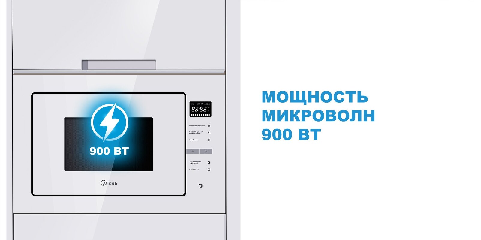 Преимущества Печь микроволновая встраиваемая Midea MI10250GW