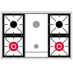 Превью картинка Центр варочный ILVE  P36FDDWSY/SS нержавеющая сталь (фурн. сатинированная сталь) #2