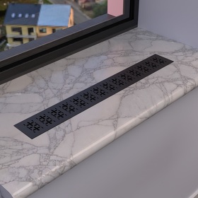 Картинка Duslar Решетка вентиляционная с орнаментом 450х60 мм, черный