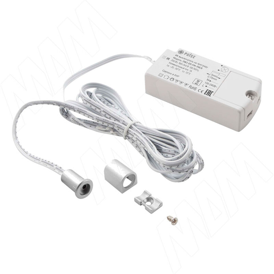 Фото PULSE Выключатель инфракрасный (IR) на преграду, врезной, хром матовый, 220V, 250W (SW2-DS-FM-1MCR)