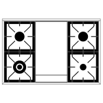 Превью картинка Центр варочный ILVE PD10FQNE3/SSC нержавеющая сталь (фурн. хром) #2