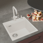 Превью картинка Гранитная мойка Rivelato TESORO 455-L 1-чаш 450*510 Белый 101 #3
