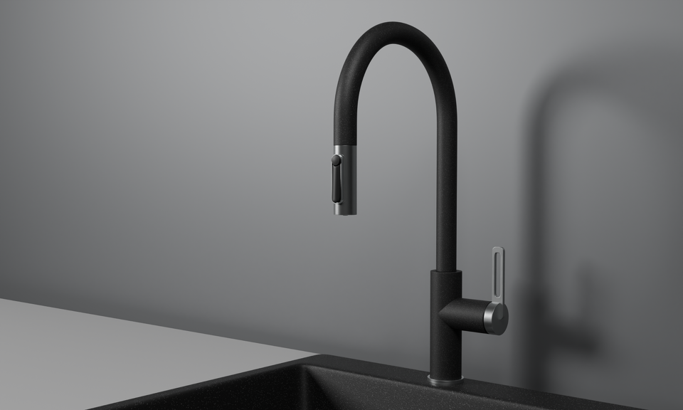 Фото Смеситель для кухни GRANULA 8168, ЧЕРНЫЙ