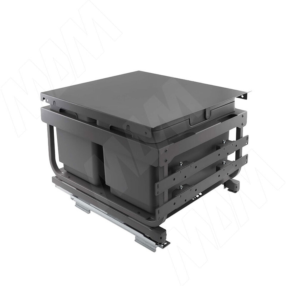 Фото Vibo KOMBI 2.0 MINI M40W Система сортировки и хранения, 2 емкости (12л+12л), креп. фасада, полн.выдв., плавн.закр. направл. Nova Pro, крышка-полка (MKOMBI2GME402SCGMRF)