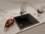 Превью картинка Гранитная мойка Rivelato BERKANA 45 подст.монтаж 1-чаш 485*455 Черный 502 #3
