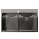 Превью картинка Металлическая мойка Rivelato RINOX 7450 2В PVD black нерж.сталь 2 чаши 740*500*200 мм #1