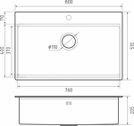 Превью картинка Металлическая мойка Rivelato RINOX 8050 нерж.сталь 1 чаши 800*500*200 мм в комплекте (доска, коландер, рол мат) #3