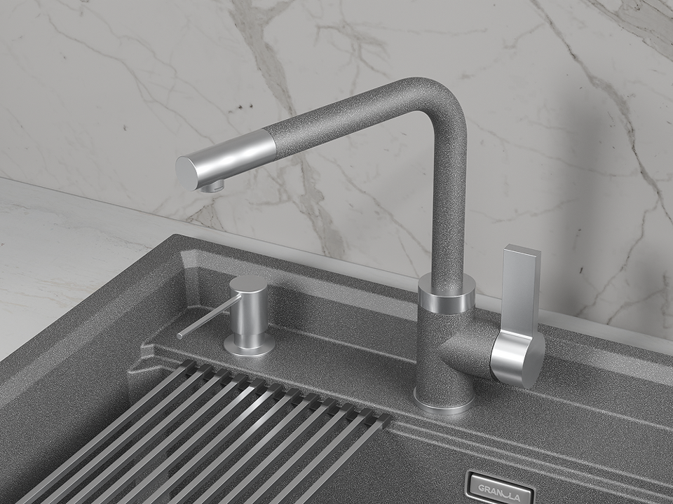 Фото Смеситель для кухни GRANULA 5504, ГРАФИТ