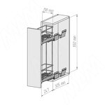 Превью картинка Vibo ROUND Двухуровневая корзина в верхн. ярус 150 мм (бутылочница), боковым креплением прав., направляющие Nova Pro (EPQGMSL152DXC) #3