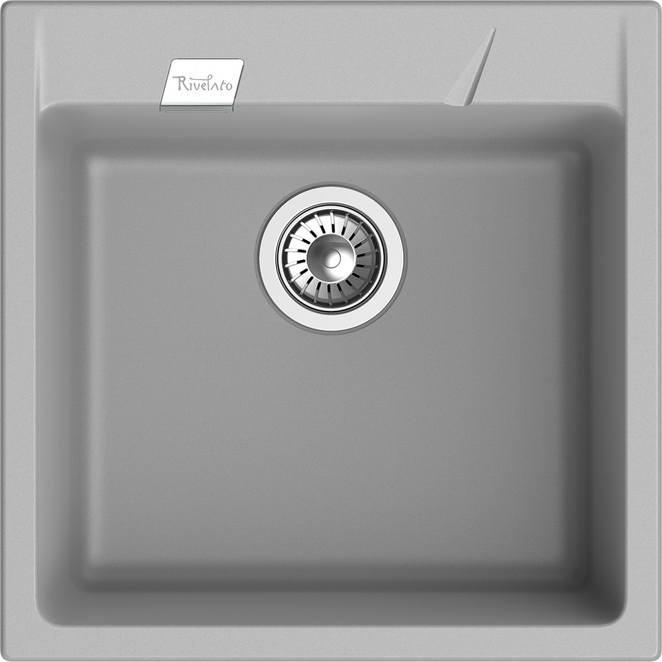 Фото Кварцевая мойка Rivelato RAUM 50 1-чаша 510*510мм grigio metallizzato