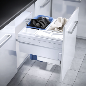Картинка Hailo Система хранения белья LAUNDRY CARRIER 80 л, выдвижной фасад 600 мм, белый/синий