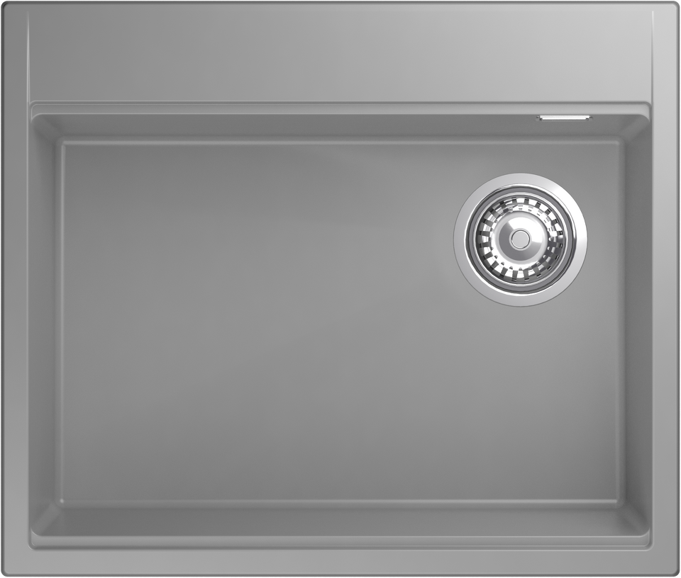 Фото Гранитная мойка Rivelato TESORO 605-R 1-чаш 600*510 grigio metallizzato