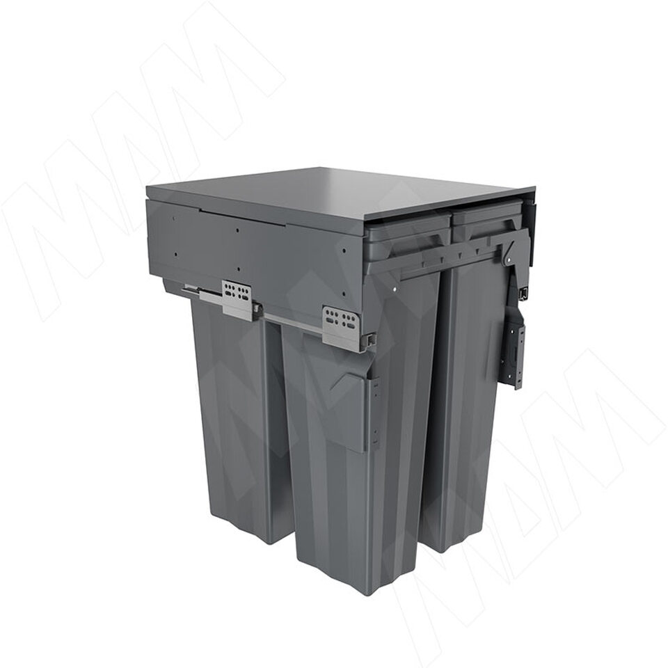 Фото PULSE PROBOX F45 Система сортировки и хранения, 3 емкости 69л (2x16+1x37), креп. фасада, полн.выдв., плавн.закр., крышка-полка, графит (MBN453-69DGMID)