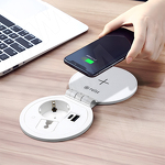 Превью картинка PULSE ФЛИП Блок розеток с откидной крышкой,  d=105 мм, 1 розетка, 1 USB, 1 USB Type-C,  быстрая зарядка, беспроводная зарядка, белый, FLIP (FU-80-1S1A1C-FWH-WH) #5