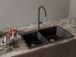 Превью картинка Смеситель для кухни Rivelato Asti U-обр. с выдвижной лейкой D-35мм Антрацит 501/хром #3