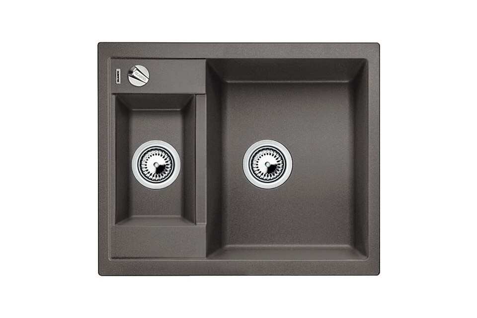 Фото Гранитная мойка Blanсo METRA 6 SILGRANIT PuraDur темная скала с клапаном-автоматом