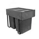 Превью картинка PULSE EASYBOX F40 Корзина встраиваемая для мусора выдвижная с доводчиком и крышкой-полкой, объём 40 (2x20) л, цвет тёмно-серый (EMB402-40DG) #1
