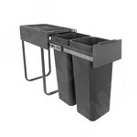 Превью картинка PULSE EASYBOX F30 Корзина встраиваемая для мусора выдвижная с доводчиком и крышкой-полкой, объём 34 (2x17) л, цвет тёмно-серый (EMB302-34DG) #2