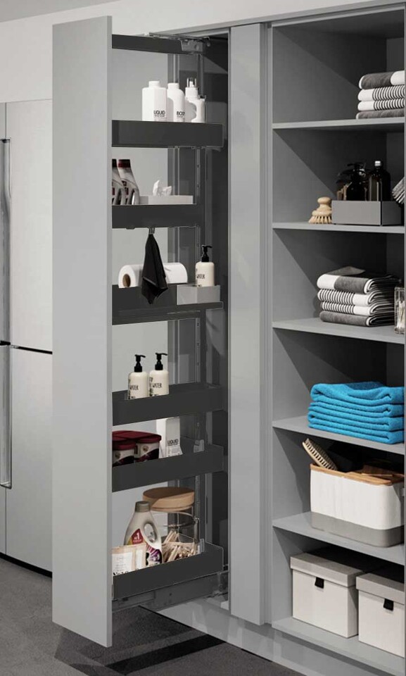 Фото Vauth-Sagel Система TAL LARDER FLEX WASH, выдвижной фасад 300 мм, высота 1900-2140 мм, антрацит