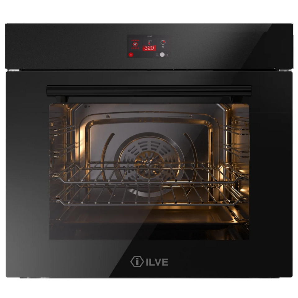 Фото Электрический духовой шкаф ILVE OV601GTPY/BK глянцевый черный (фурн. матовый черный)